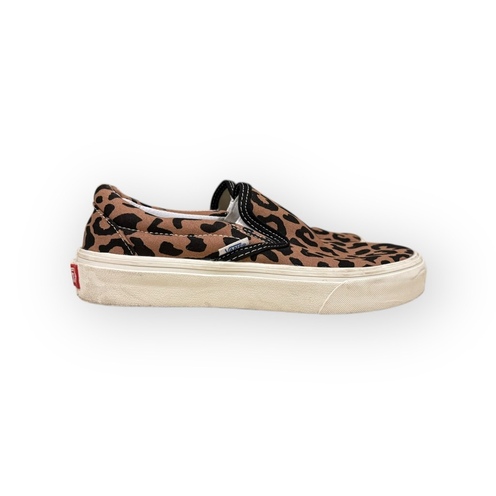 Vans Unisex Leopard Print Slip-On Sneakers Size 6 Women’s/4.5 Mens Brown/Black​ - Picture 2 of 8